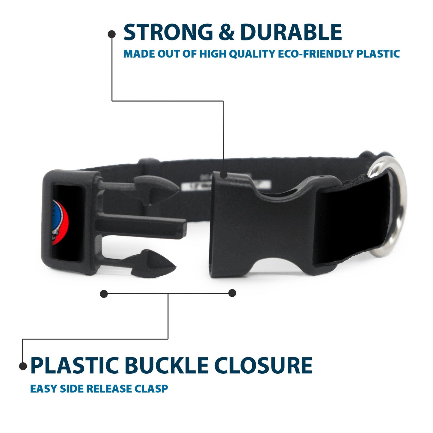 Grateful Dead Steal Your Face Plastic Clip Collar