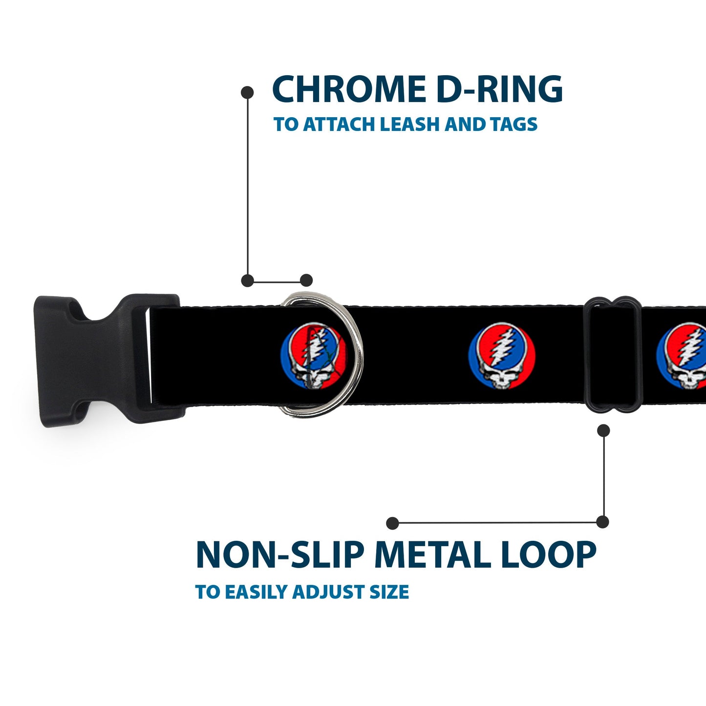 Grateful Dead Steal Your Face Plastic Clip Collar