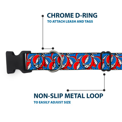 Grateful Dead Steal Your Face Logo Stacked Plastic Clip Collar