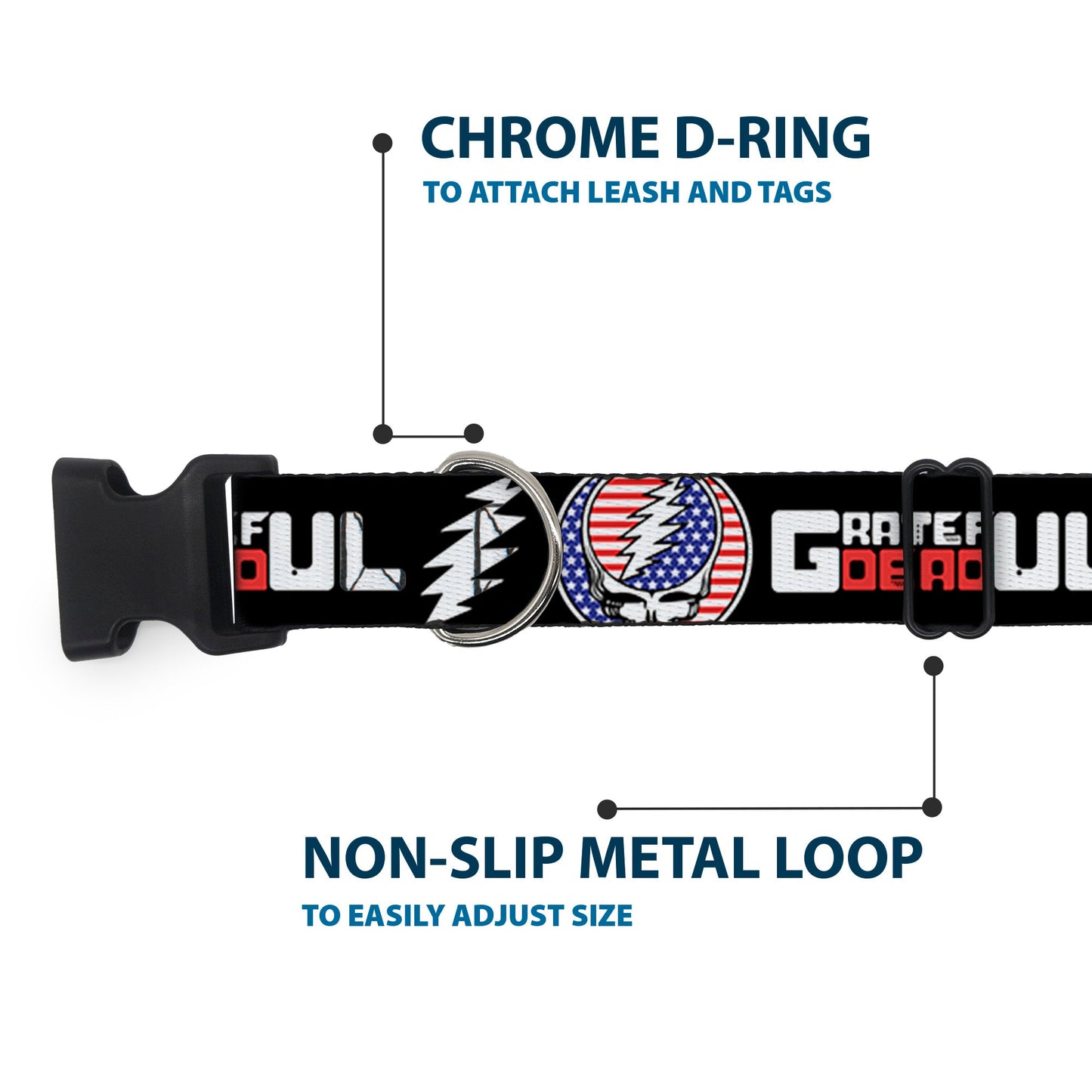 Grateful Dead Steal Your Face Stars and Stripes Plastic Clip Collar