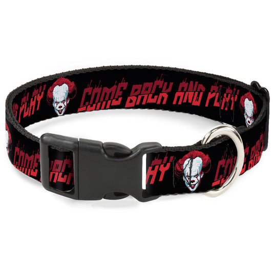 IT Chapter Two Pennywise Face Come Back And Play Plastic Clip Dog Collar