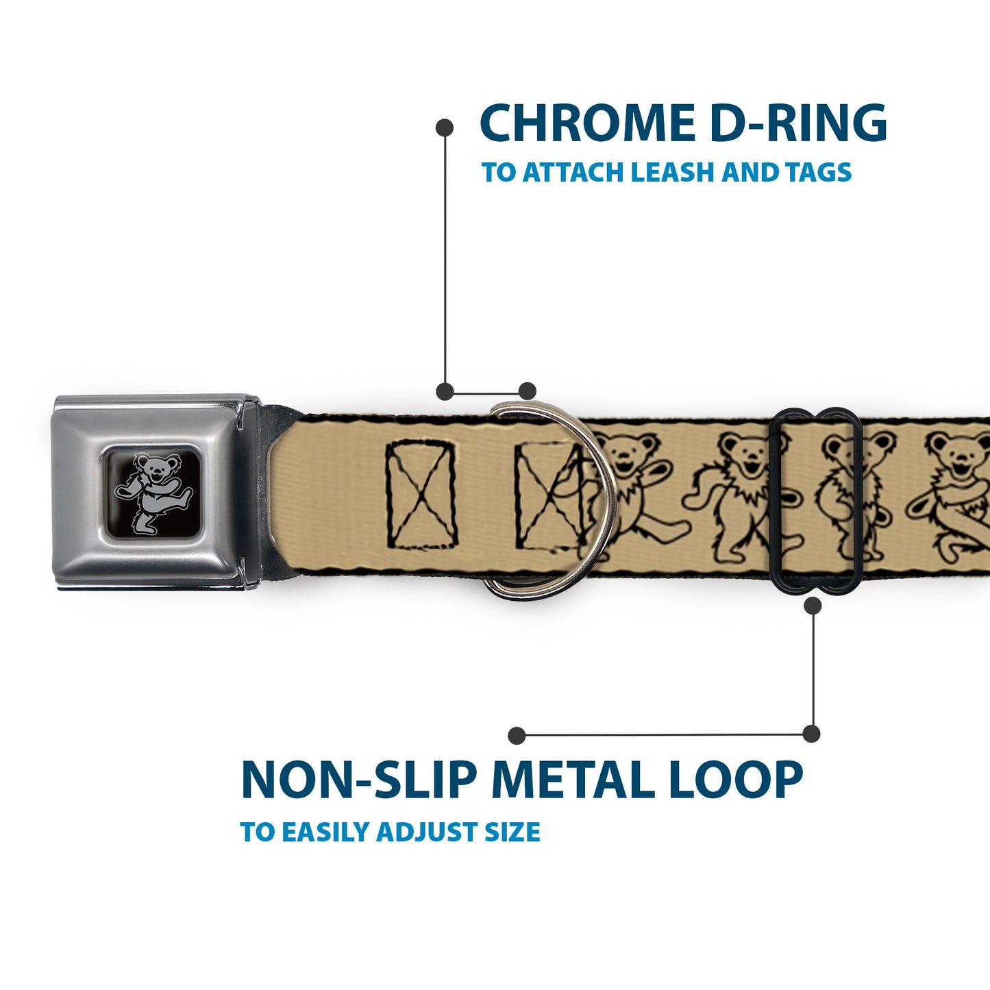 Grateful Dead Bear Seatbelt Buckle Collar