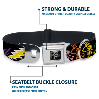 Grateful Dead Dancing Bears and Skeletons Seatbelt Buckle Collar