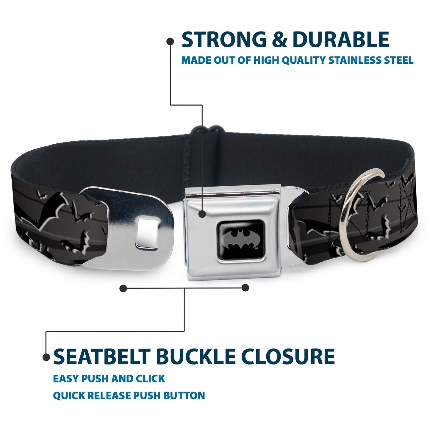 Batman Flying Bats Seatbelt Buckle Collar