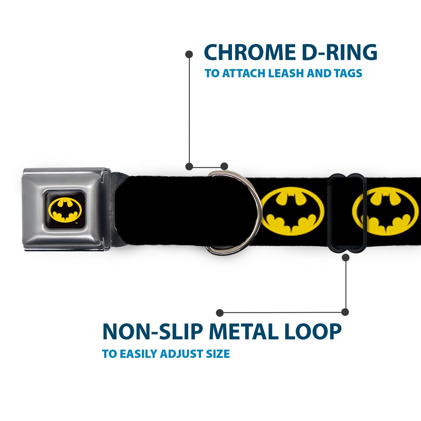 Batman 1989 Logo Full Color Black Yellow Seatbelt Buckle Collar