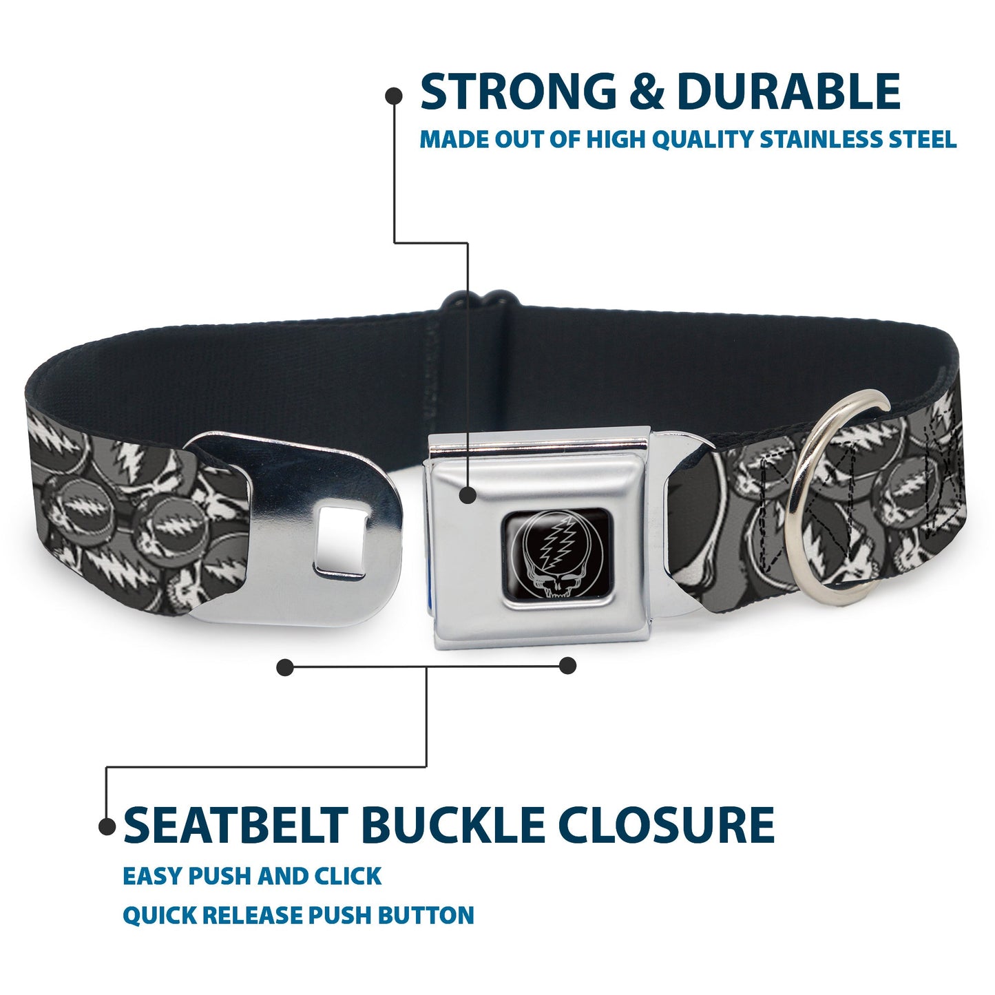 Grateful Dead Steal Your Face Seatbelt Buckle Collar
