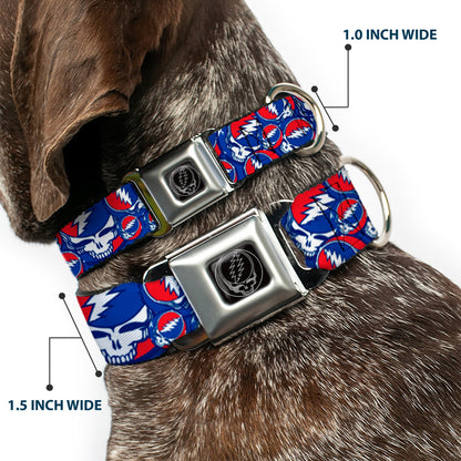 Grateful Dead Steal Your Face Stacked Seatbelt Buckle Collar