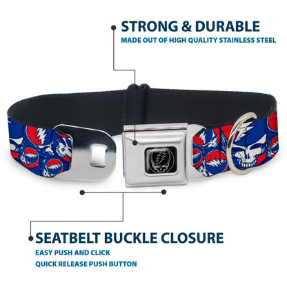 Grateful Dead Steal Your Face Stacked Seatbelt Buckle Collar