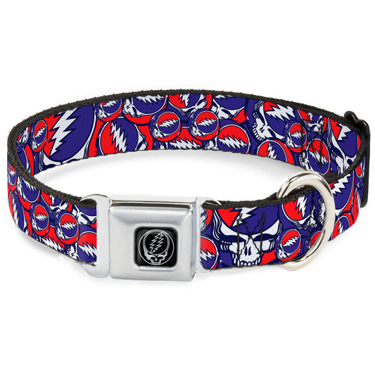 Grateful Dead Steal Your Face Stacked Seatbelt Buckle Collar
