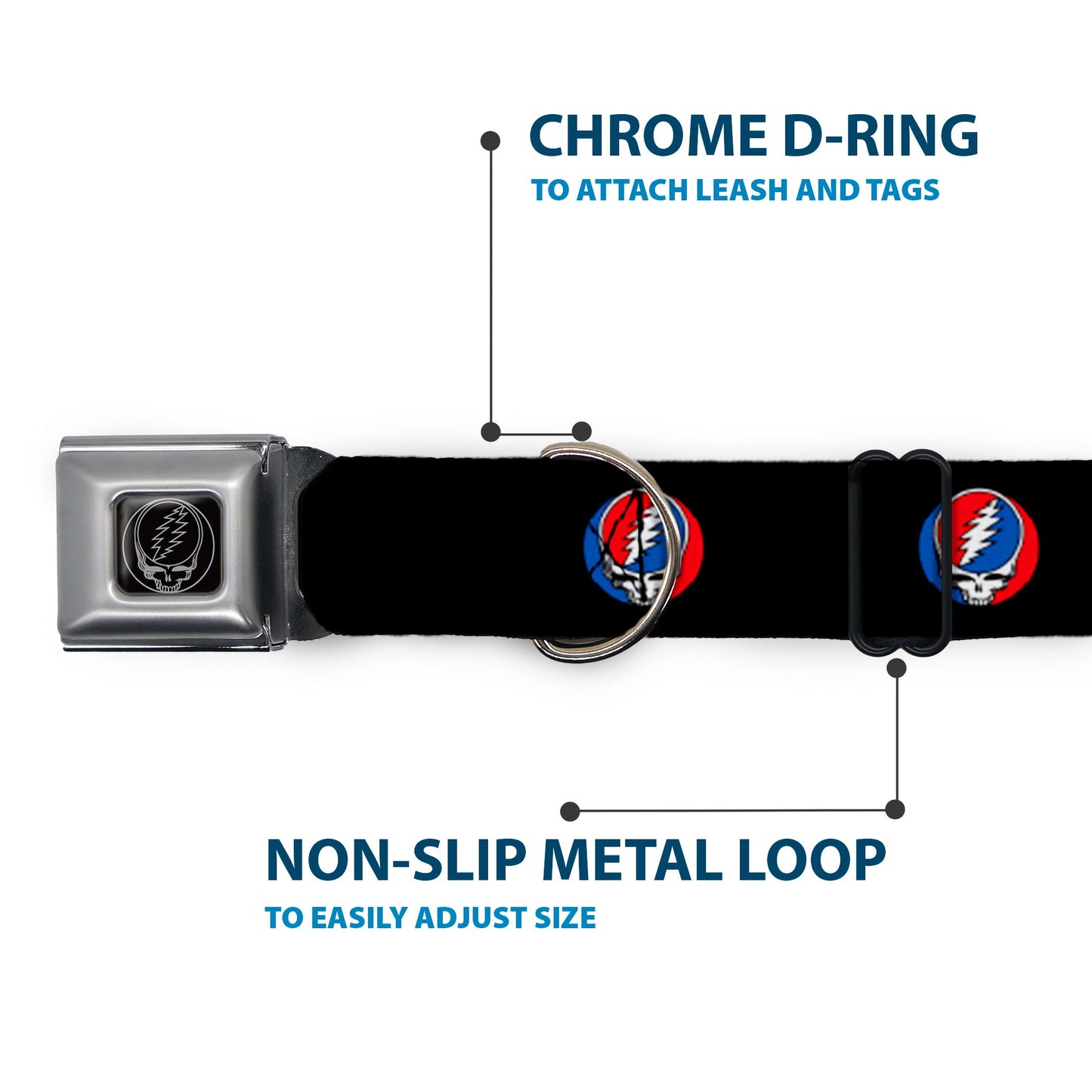 Grateful Dead Steal Your Face Seatbelt Buckle Collar