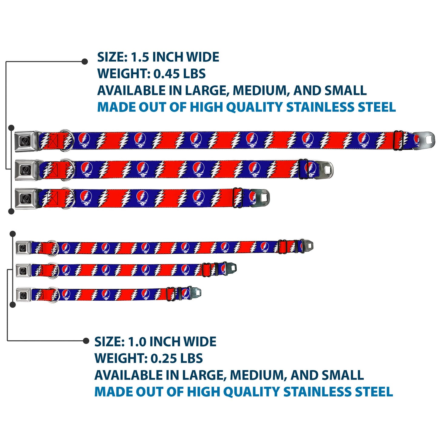 Grateful Dead Steal Your Face Seatbelt Buckle Collar