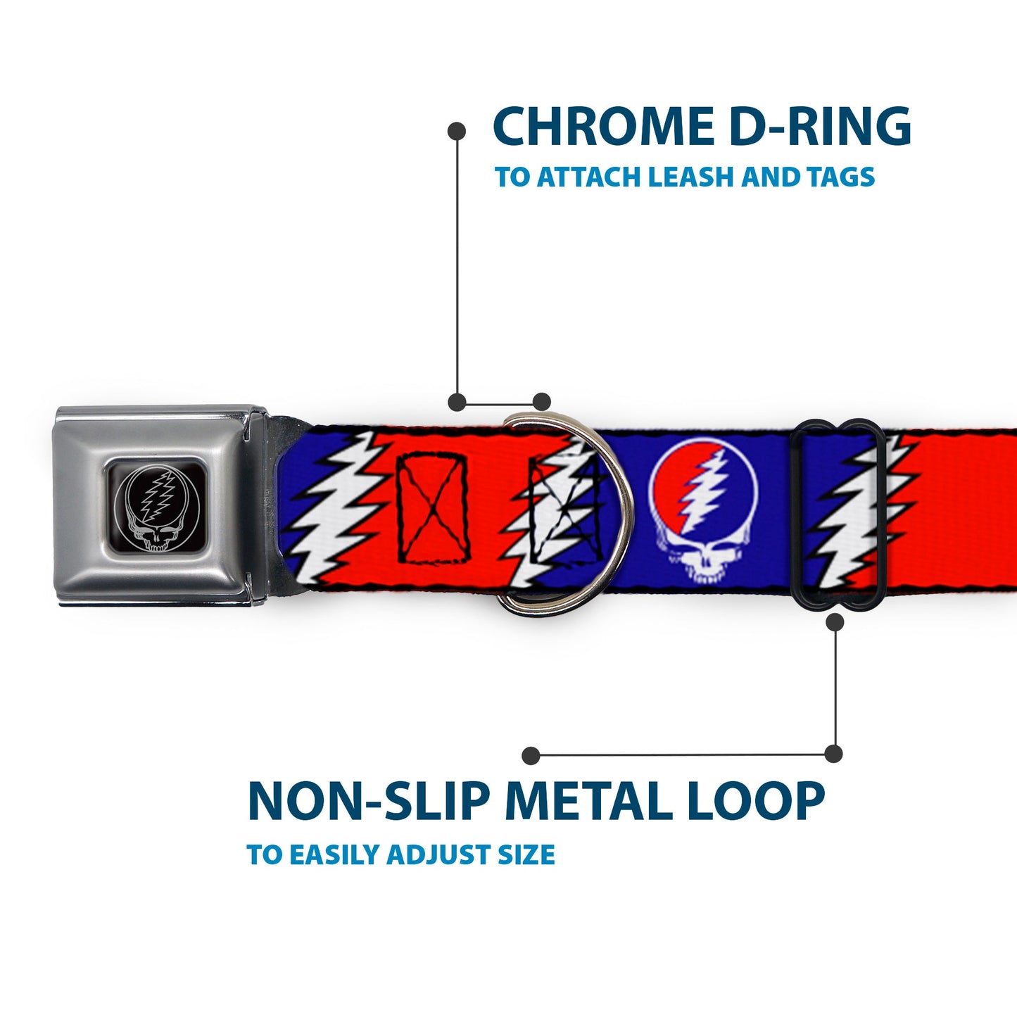 Grateful Dead Steal Your Face Seatbelt Buckle Collar