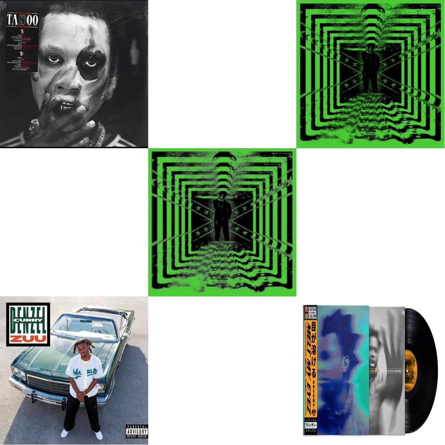 Denzel Curry - Ta13oo (Red Slushie LP Vinyl) & Zuu & 32 Zel (X) (Silver/Black Splatter LP Vinyl) & 32 Zel (Neon Yellow LP Vinyl) & Melt My Eyez See Your Future