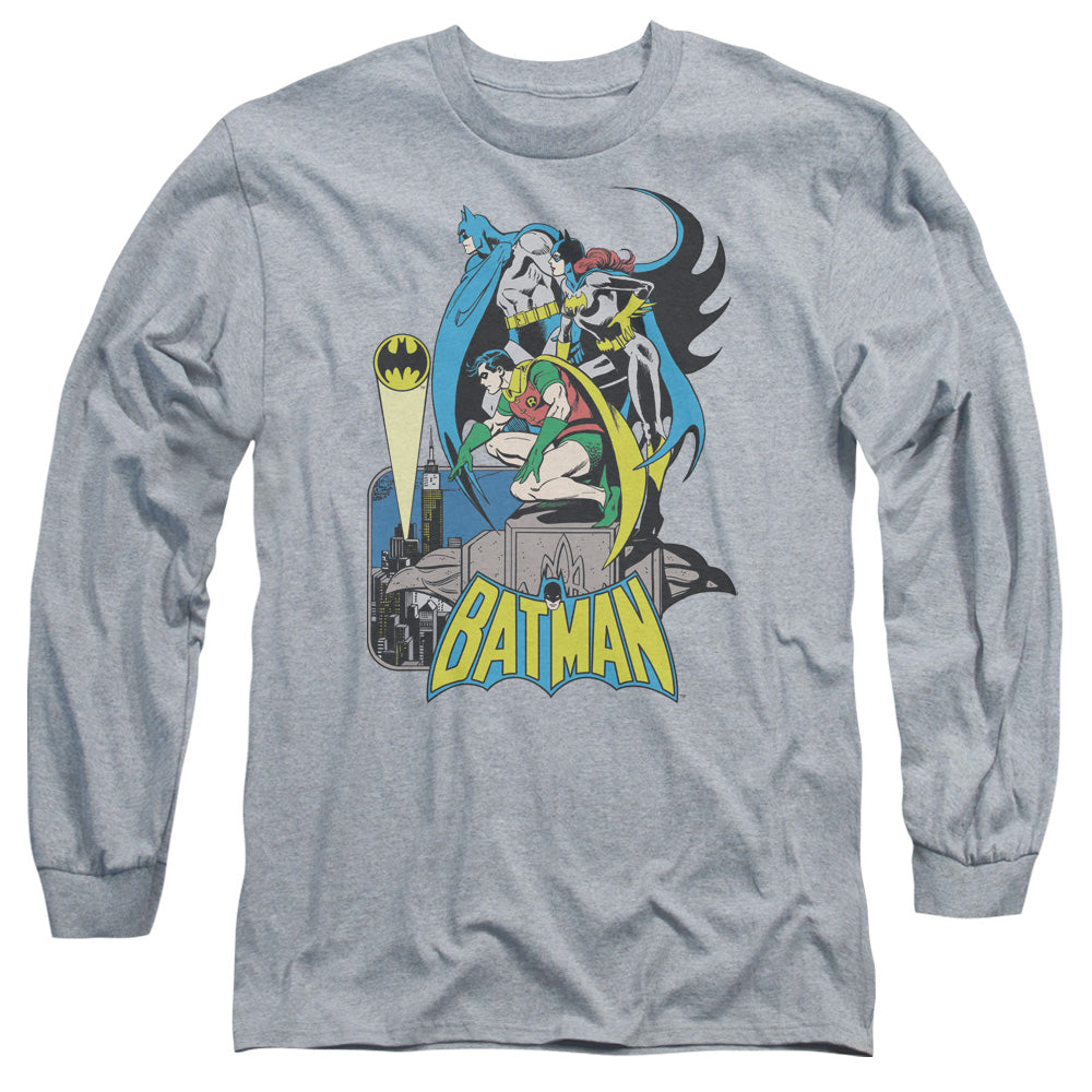 Dc Batman Heroic Trio Mens Long Sleeve Shirt Athletic Heather Officially Licensed