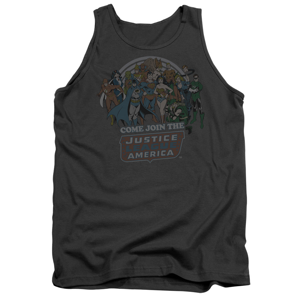 Dc Join The Justice League Mens Tank Top Shirt Charcoal