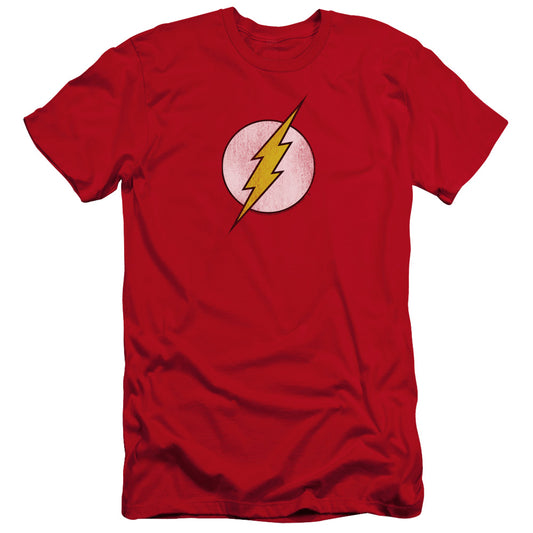 Dc Flash Flash Logo Distressed Hbo Premium Bella Canvas Slim Fit Mens T Shirt Red