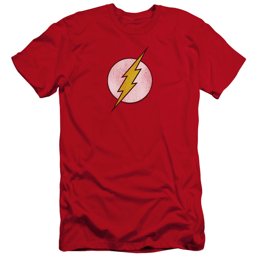 Dc Flash Flash Logo Distressed Hbo Premium Bella Canvas Slim Fit Mens T Shirt Red