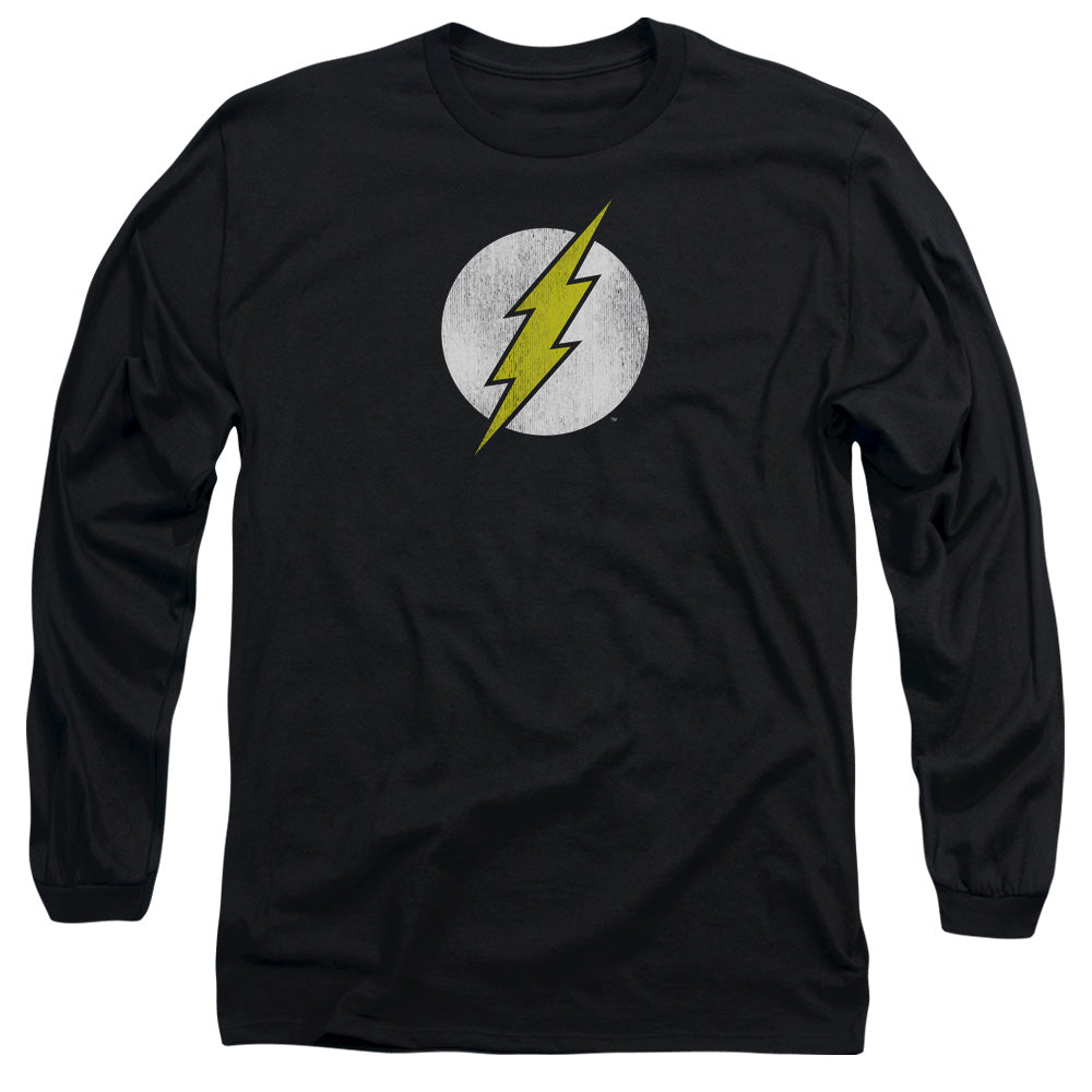 Dc Flash Flash Logo Distressed Mens Long Sleeve Shirt Black