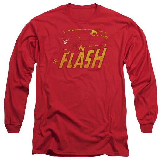 Dc Flash Flash Speed Distressed Mens Long Sleeve Shirt Red