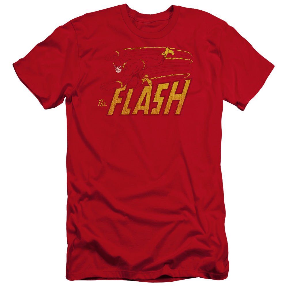 Dc Flash Flash Speed Distressed Premium Bella Canvas Slim Fit Mens T Shirt Red