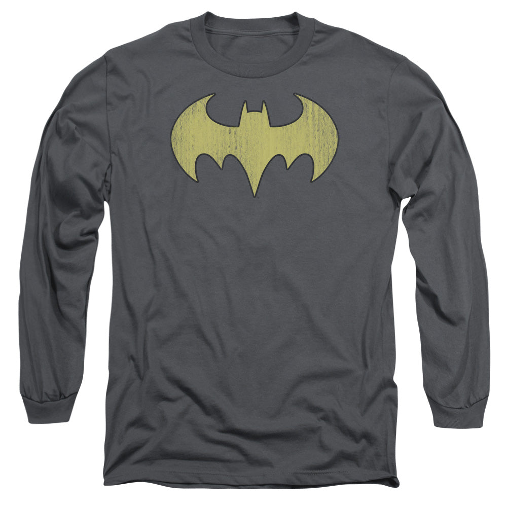 Dc Batgirl Logo Distressed Mens Long Sleeve Shirt Charcoal Officially Licensed