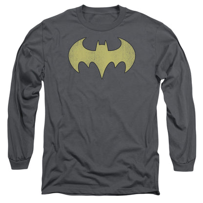 Dc Batgirl Logo Distressed Mens Long Sleeve Shirt Charcoal Officially Licensed