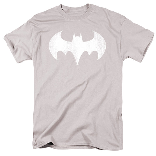 Dc Batgirl Logo Distressed Mens T Shirt Silver