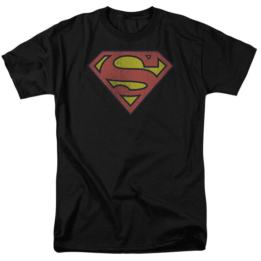 Dc Retro Supes Logo Distressed Mens T Shirt Black