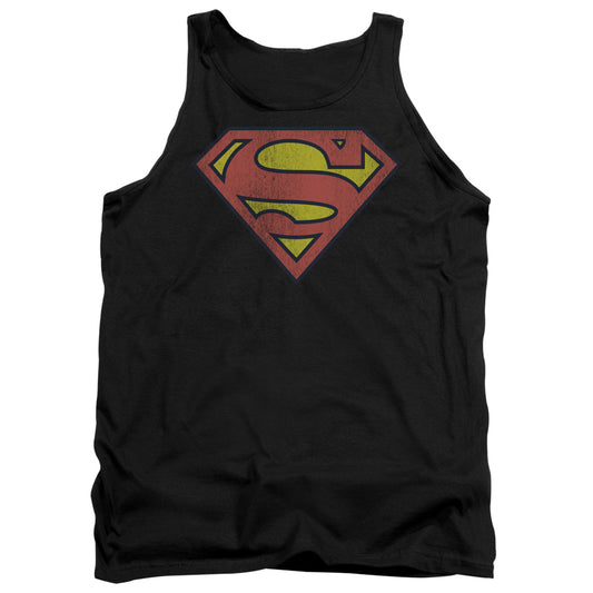 Dc Retro Supes Logo Distressed Mens Tank Top Shirt Black