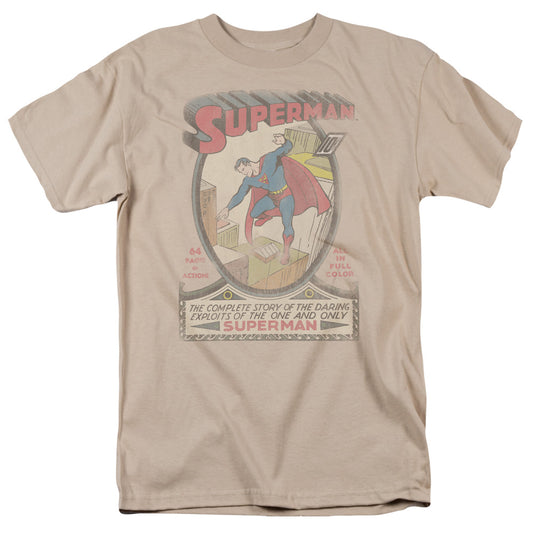 Dc Superman 1 Distressed Mens T Shirt Sand