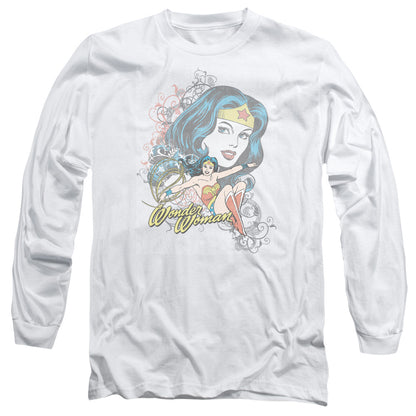 Dc Wonder Scroll Mens Long Sleeve Shirt White Officially Licensed