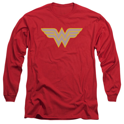 Dc Ww Logo Mens Long Sleeve Shirt Red Officially Licensed