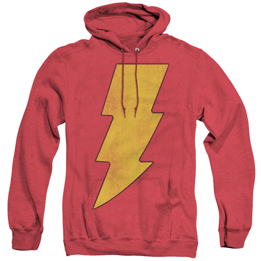 Dc Shazam Logo Distressed Heather Mens Hoodie Red Officially Licensed