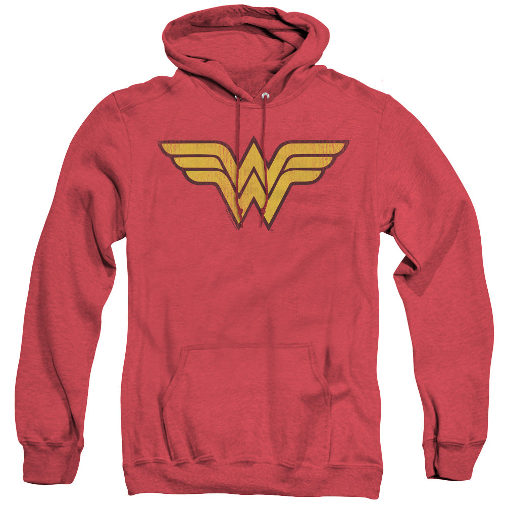Dc Wonder Woman Logo Dist Heather Mens Hoodie Red Officially Licensed