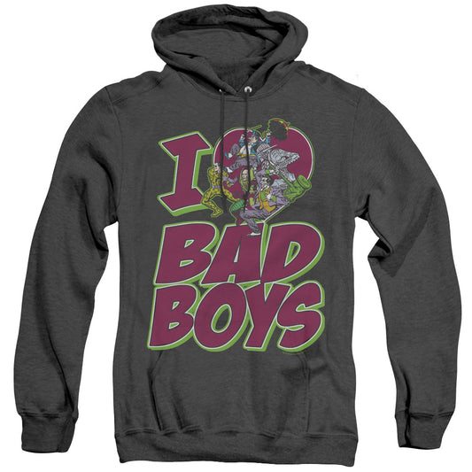Dc I Heart Bad Boys Heather Mens Hoodie Black Officially Licensed