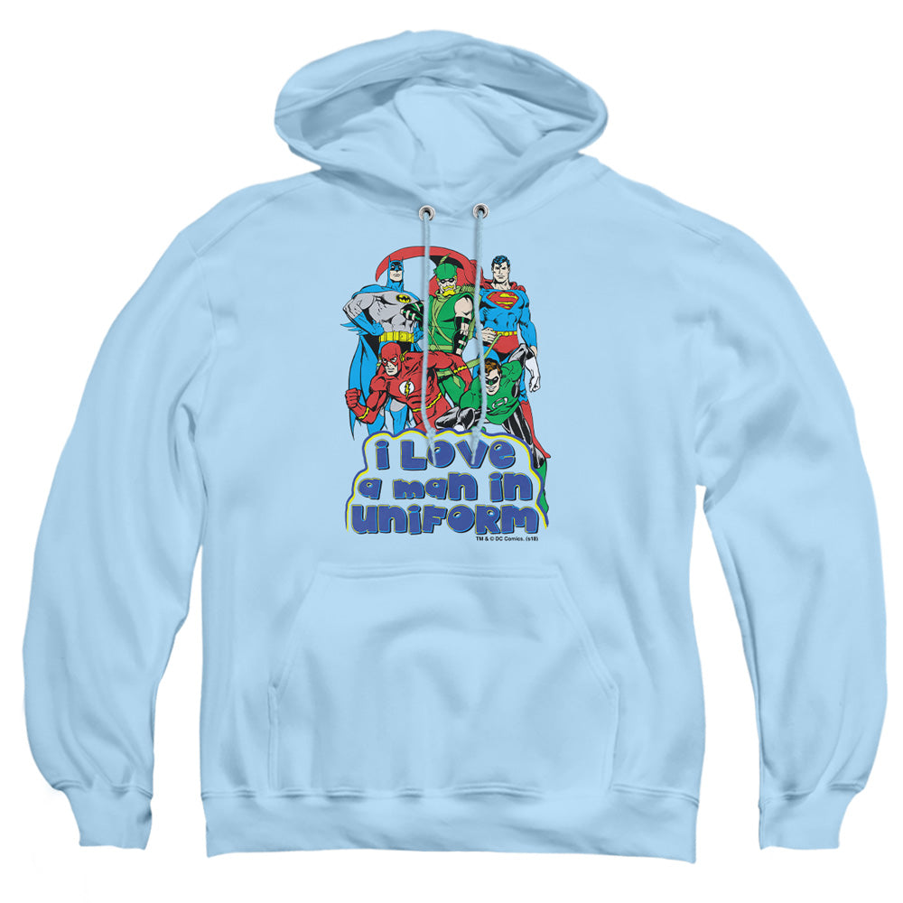 Dc I Love A Man In Uniform Mens Hoodie Light Blue Officially Licensed