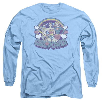 Dc Retro Girl Power Mens Long Sleeve Shirt Carolina Blue Officially Licensed
