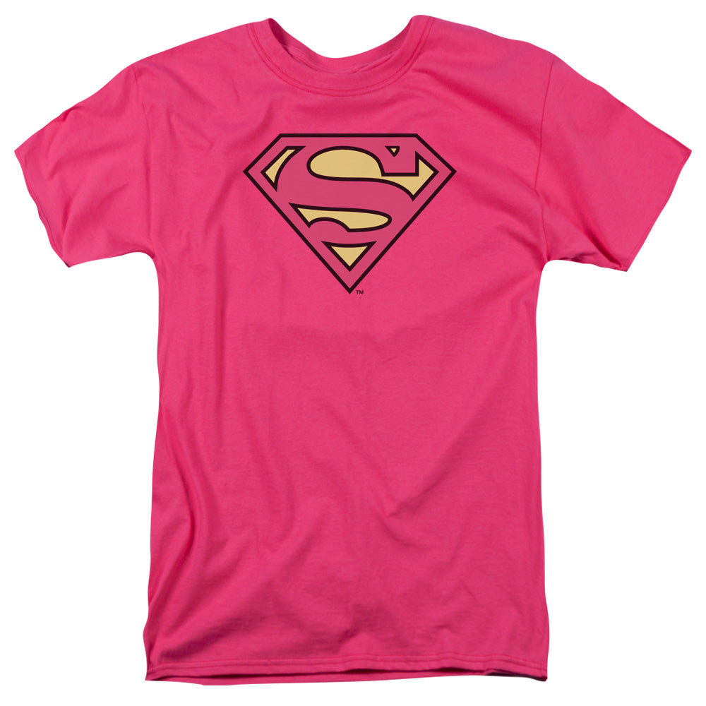 Dc Superman Classic Logo Mens T Shirt Hot Pink