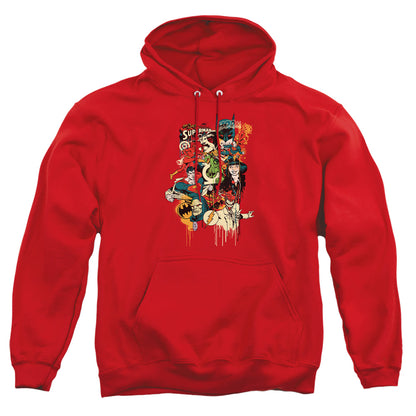 Dc Dripping Characters Mens Hoodie Red Officially Licensed