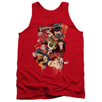 Dc Dripping Characters Mens Tank Top Shirt Red