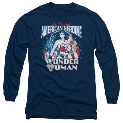 Dc American Heroine Mens Long Sleeve Shirt Navy Officially Licensed