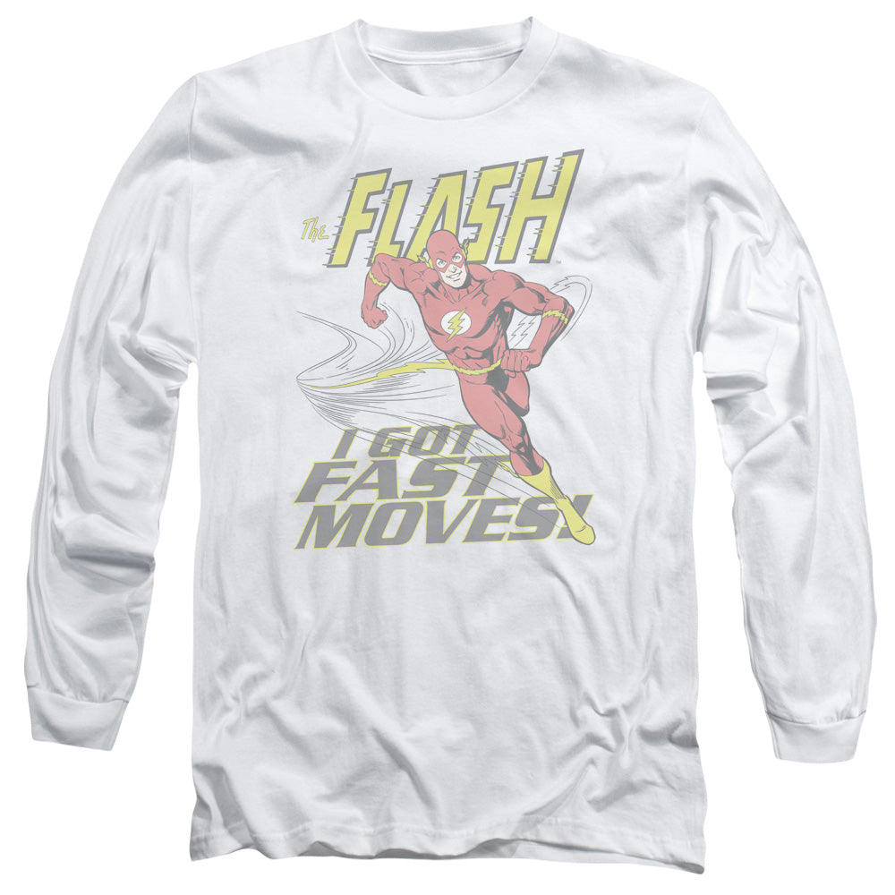 Dc Flash Fast Moves Mens Long Sleeve Shirt White