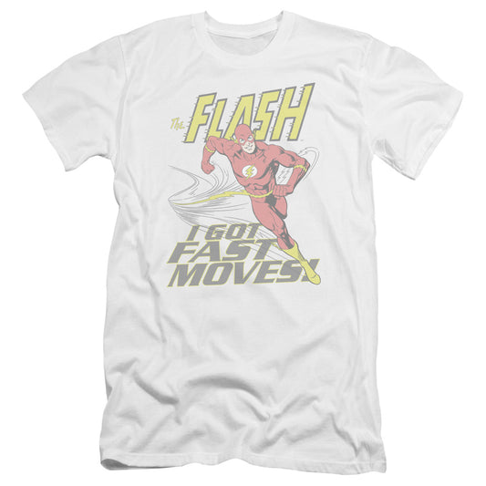 Dc Flash Fast Moves Premium Bella Canvas Slim Fit Mens T Shirt White