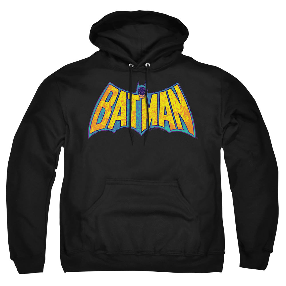 Dco Batman Neon Distress Logo Mens Hoodie Black Officially Licensed