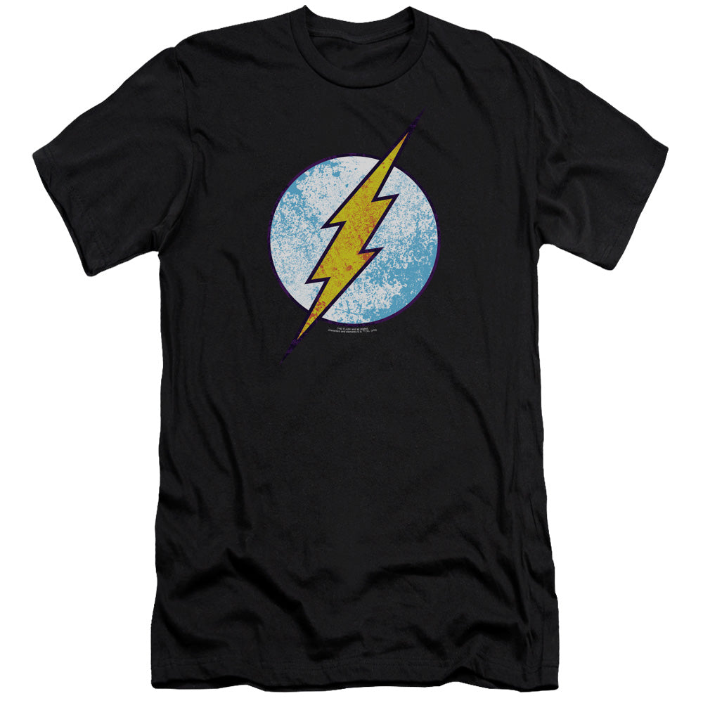 Dc Flash Flash Neon Distress Logo Premium Bella Canvas Slim Fit Mens T Shirt Black