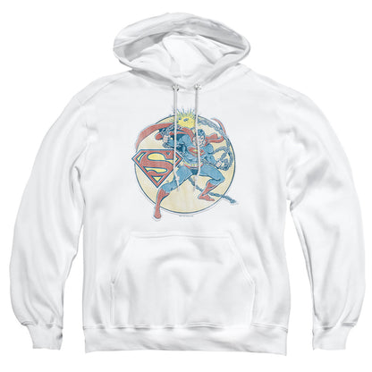 Dco Retro Superman Iron On Mens Hoodie White Officially Licensed