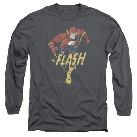 Dc Flash Desaturated Flash Mens Long Sleeve Shirt Charcoal