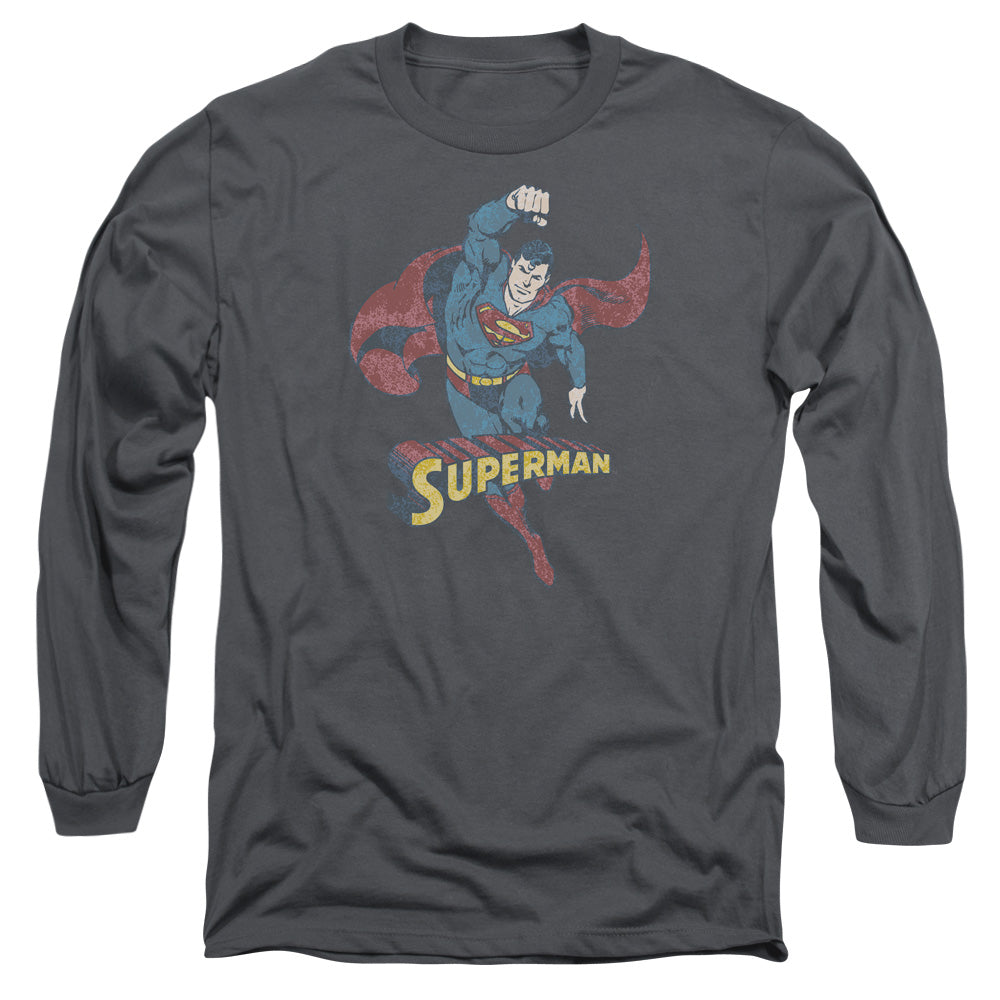 Dco Desaturated Superman Mens Long Sleeve Shirt Charcoal