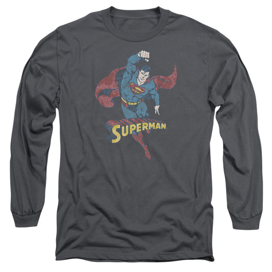 Dco Desaturated Superman Mens Long Sleeve Shirt Charcoal