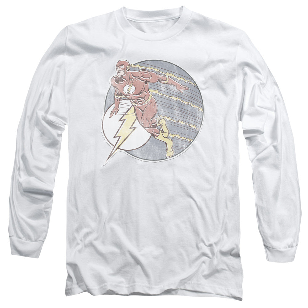 Dc Flash Retro Flash Iron On Mens Long Sleeve Shirt White